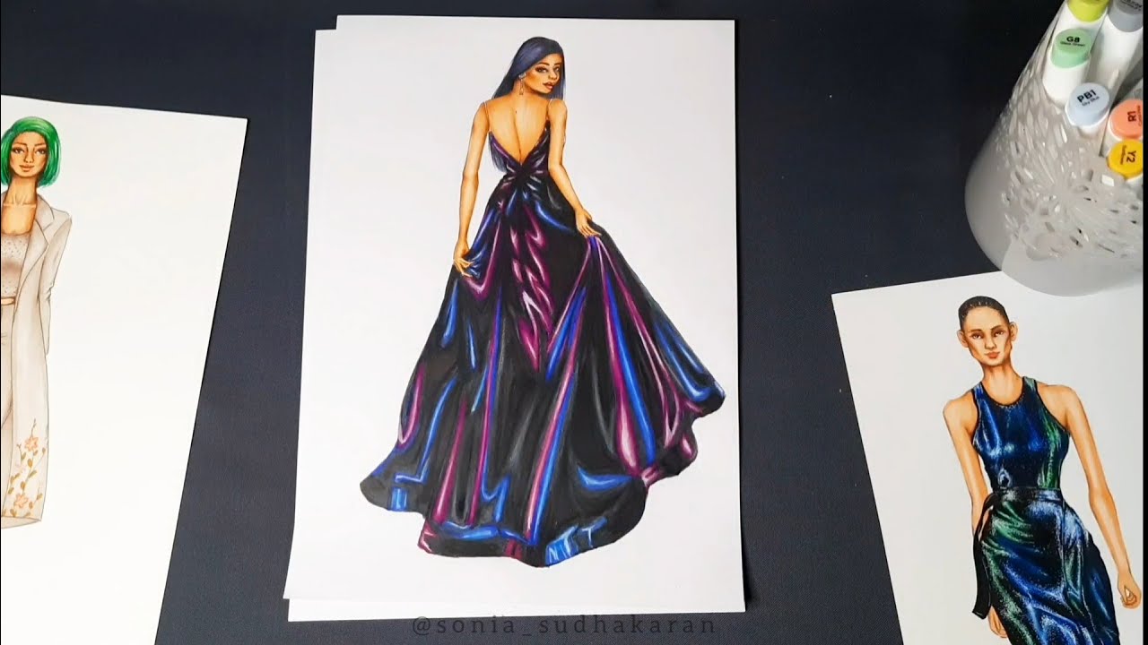 Metallic Fabric Rendering || FASHION ILLUSTRATION Tutorial