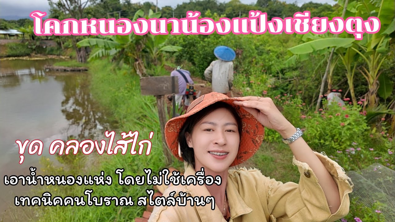 ช่วยกันคนละไม้คนละมือเพื่อที่จะจับปลาที่โคกหนองนาน้องแป้งเชียงตุง