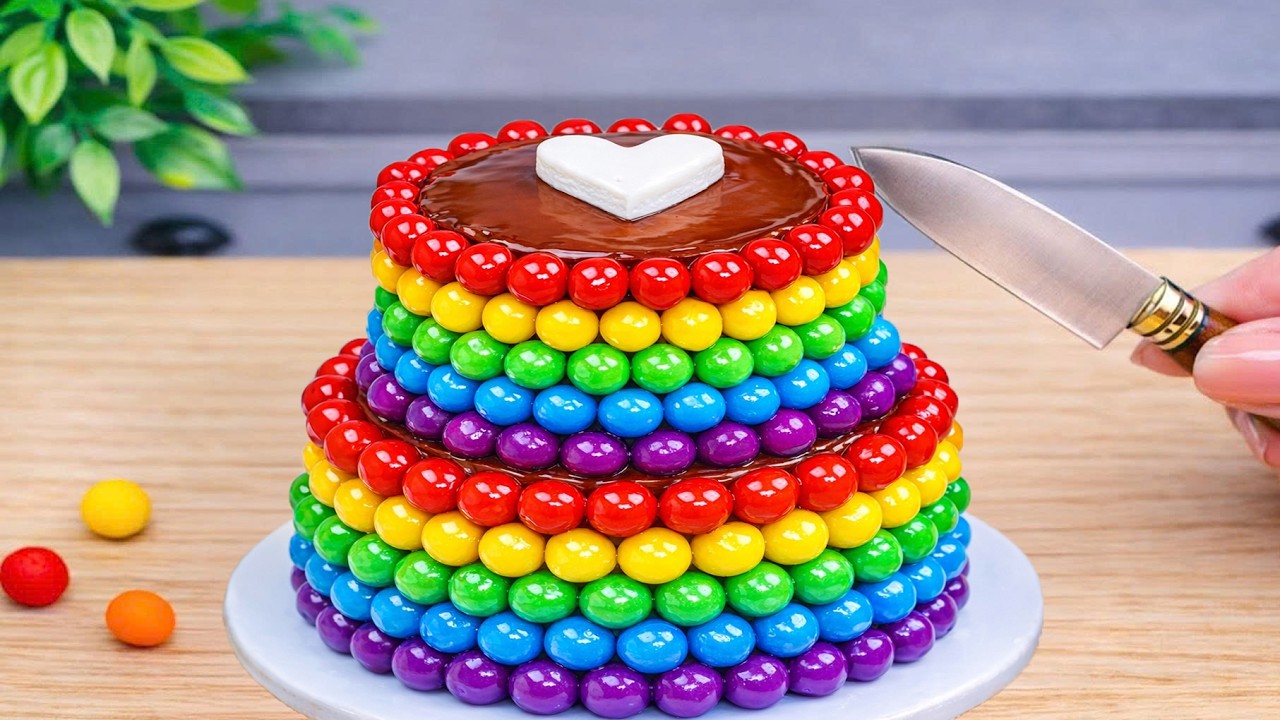Amazing Rainbow Chocolate Candy Cake 💗 ASMR & New Style Mini Rainbow Cake Decorating ✨Mini Bliss