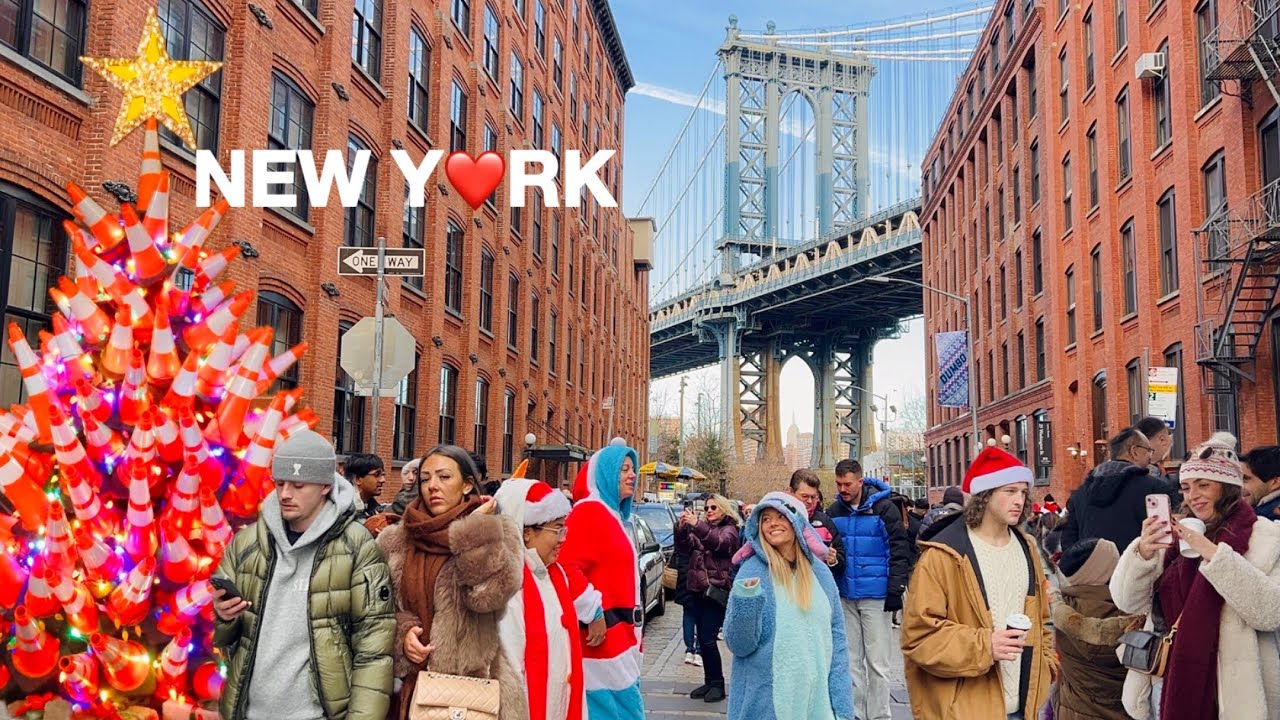 [4K]🇺🇸Christmas in NYC🎄🎅🏻Festive DUMBO in Brooklyn🌟Holiday Flea Market, Fishs Eddy & RAKU🍜 Dec 2025
