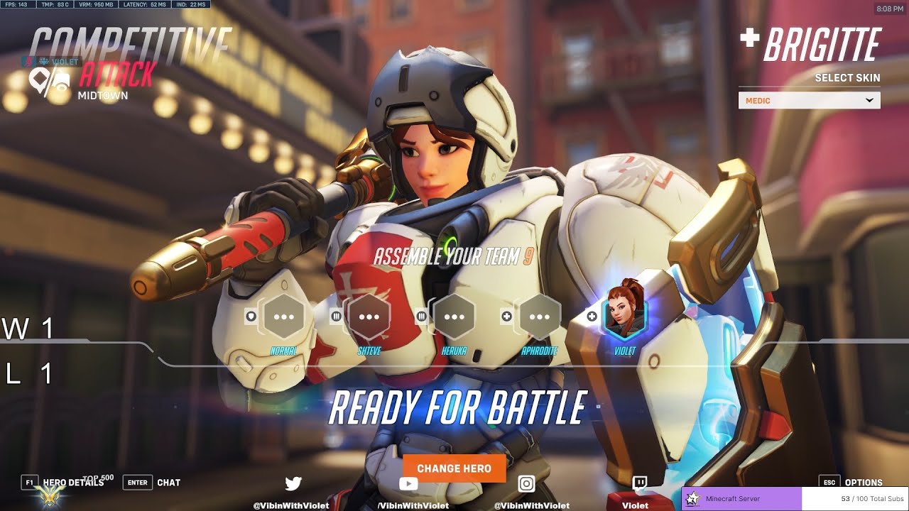 24K HEAL! VIOLET RANK #1 BRIGITTE OVERWATCH 2 SEASON 4 GAMEPLAY