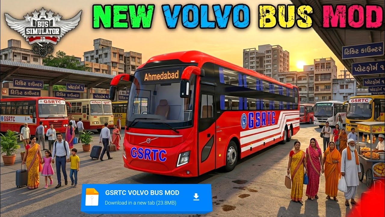 How to install gsrtc volvo bus mod in gujarati || bus simulator indonesia gsrtc mod || gsrtc bus mod