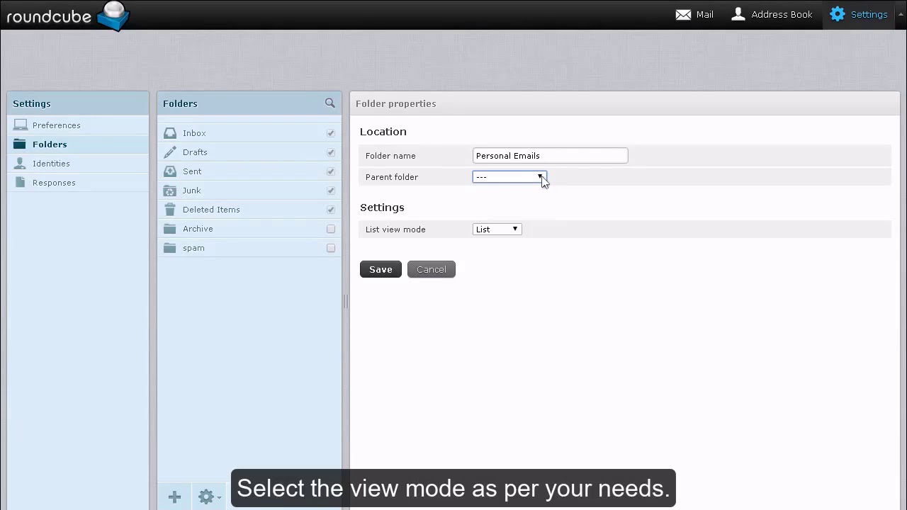 Roundcube - Managing Folders