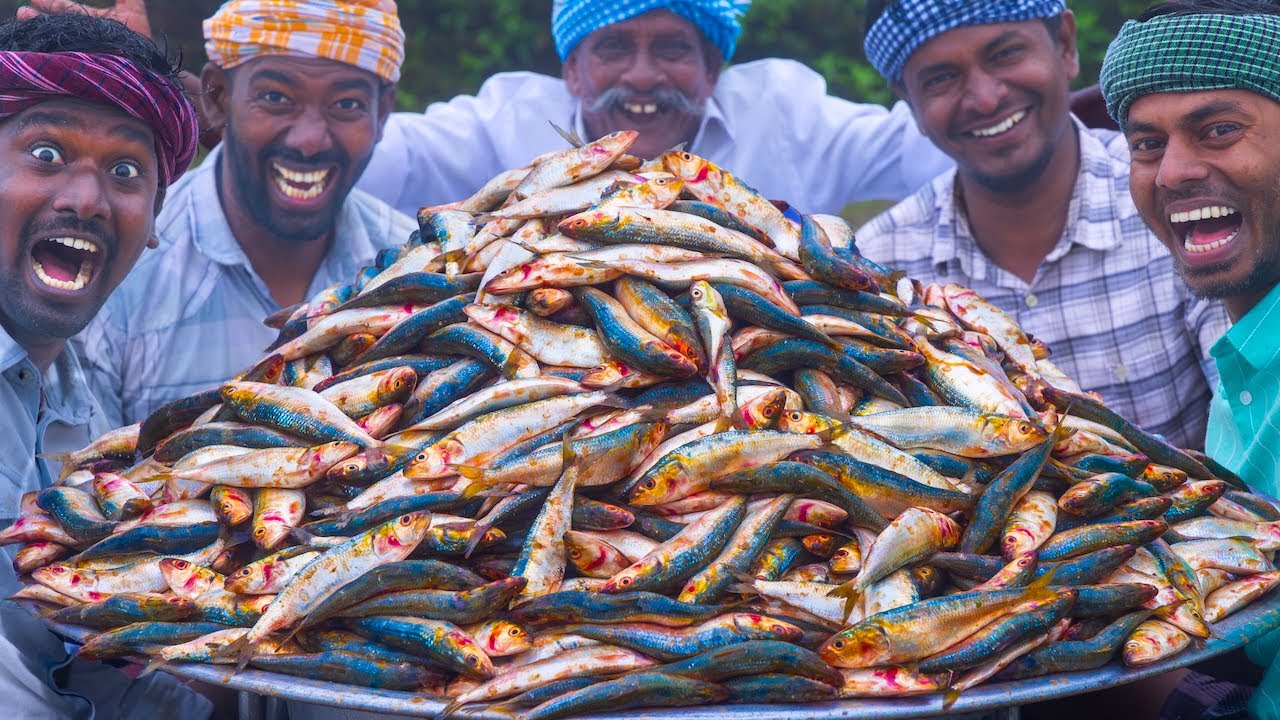 FISH | Sardines Fish Recipe | Mathi Meen Varuval & Kuzhambu Cooking in Village | Fish Fry & Curry