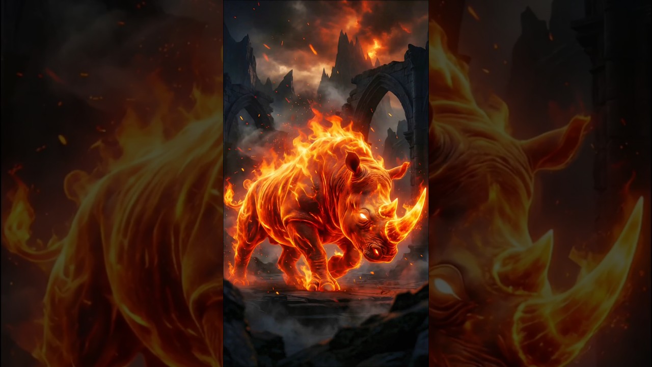 Rhino 🦏 + Fire 🔥 Hybrid | A Blazing Beast Awakens 