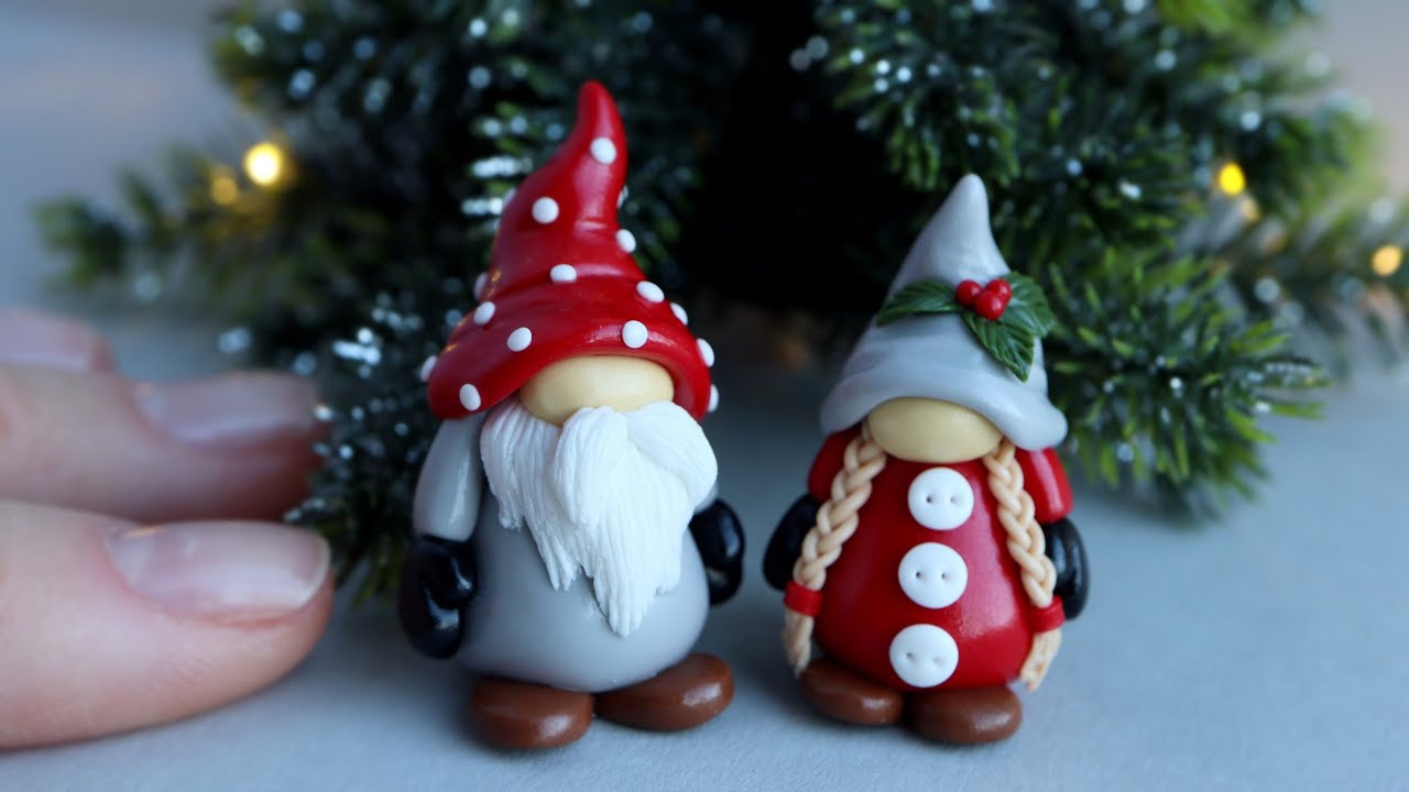 Пара Гномиков из полимерной глины🥰A pair of polymer clay Gnomes