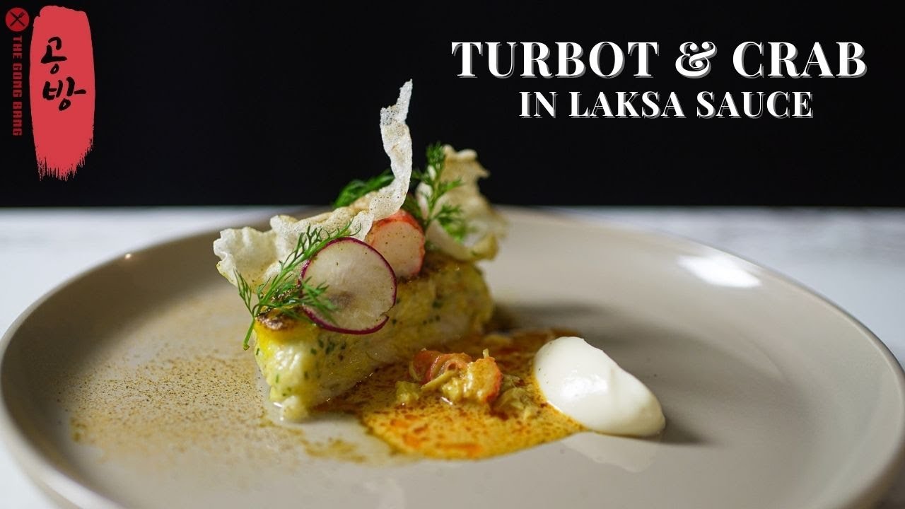 Turbot with Crab Mousse, Crab Laksa Sauce, Cauliflower Puree, Alaskan King Crab