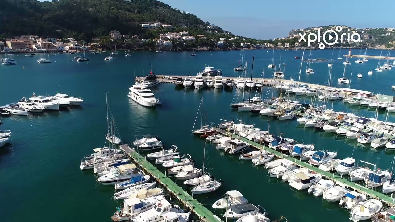 Club de Vela, Port Andratx, Marina, Andratx, Mallorca, Baleares, Spain 2018.06 aerial video