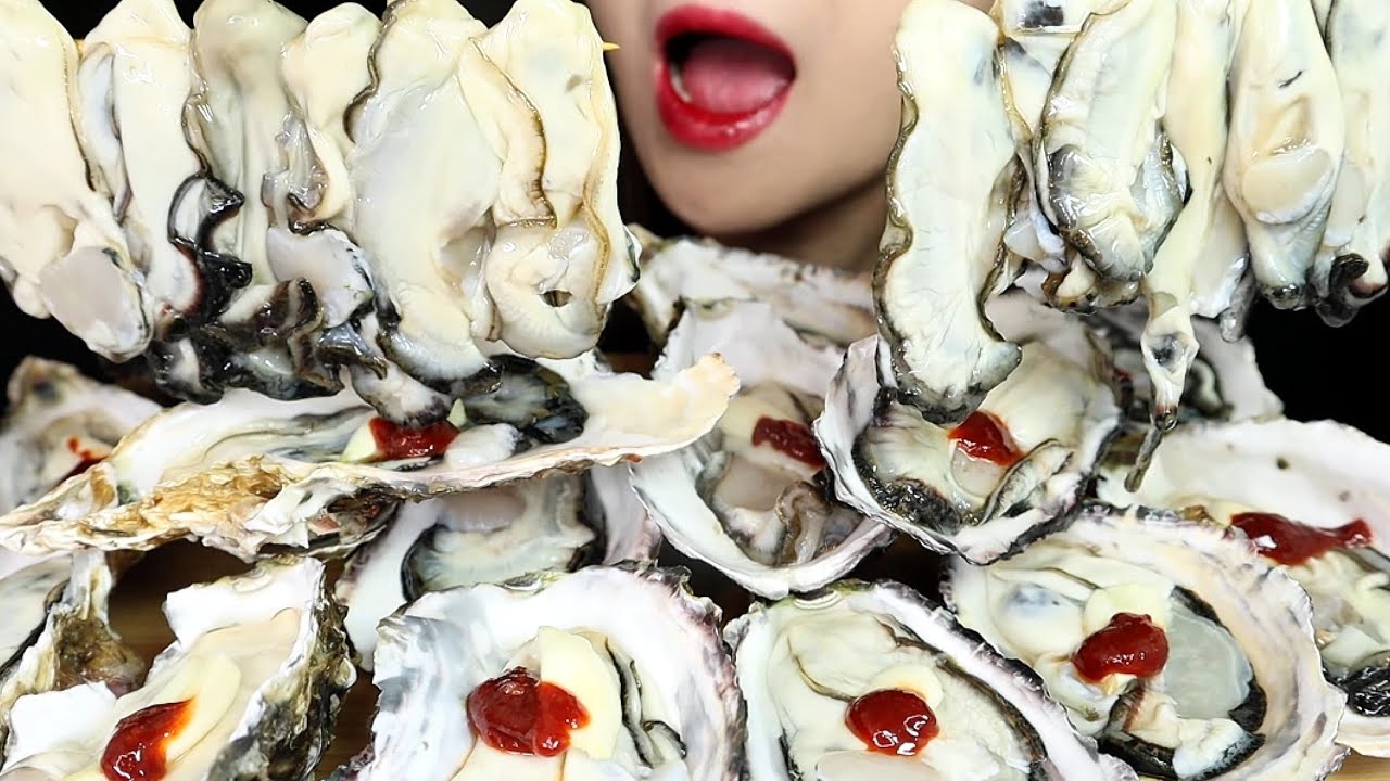 ASMR  RAW OYSTERS EATING SOUNDS, 생굴 석화 먹방, tiram mentah, หอยนางรมดิบ, những con hàu tươi sống