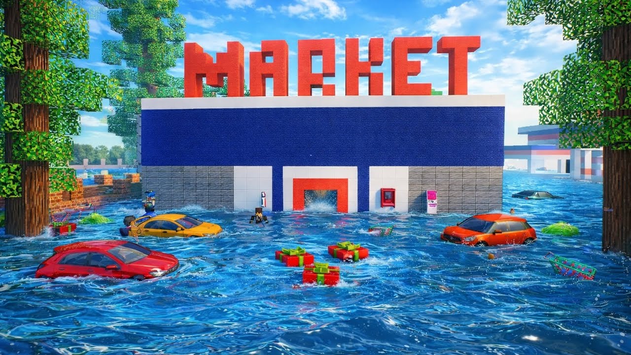 INSANE Flood Destroys City Market in Party Craft! 🌊😱