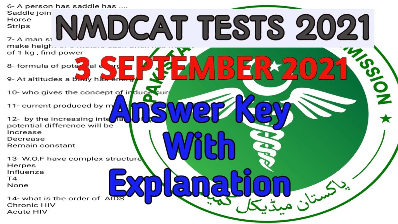Answer Key 3rd September 2021||Pmc Test Today Answer and Explanation||