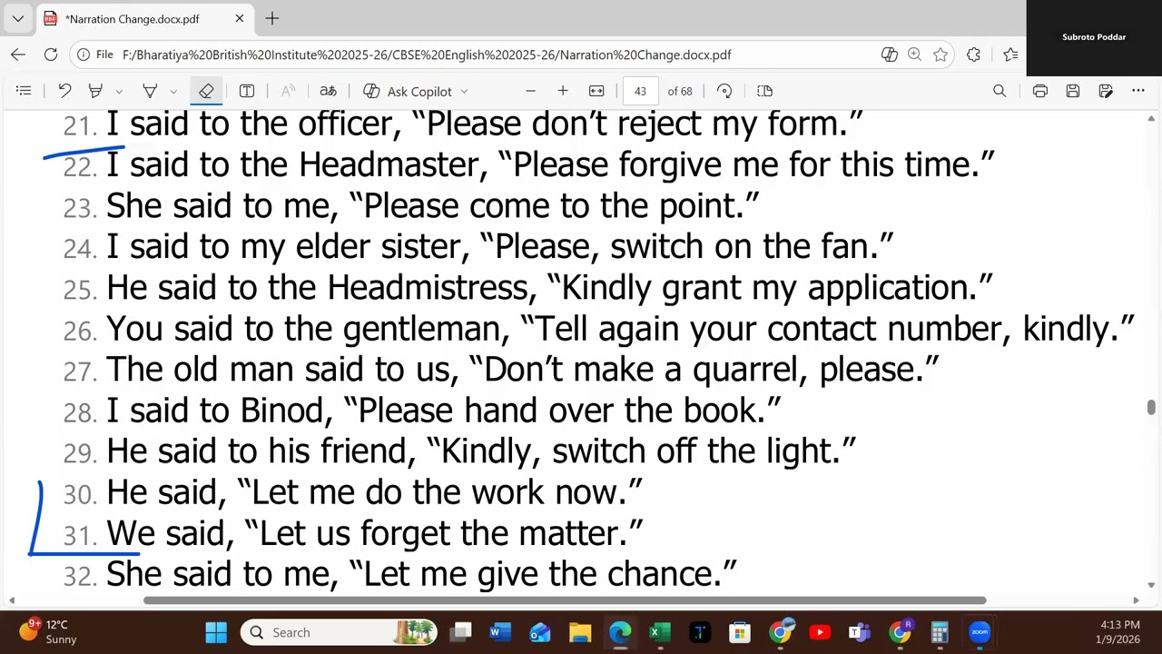 BBI Narration Change Day 7 Part I