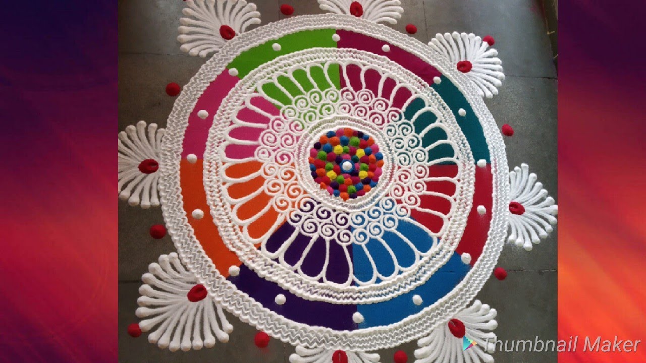 Multi colour sanskar Bharti Rangoli design
