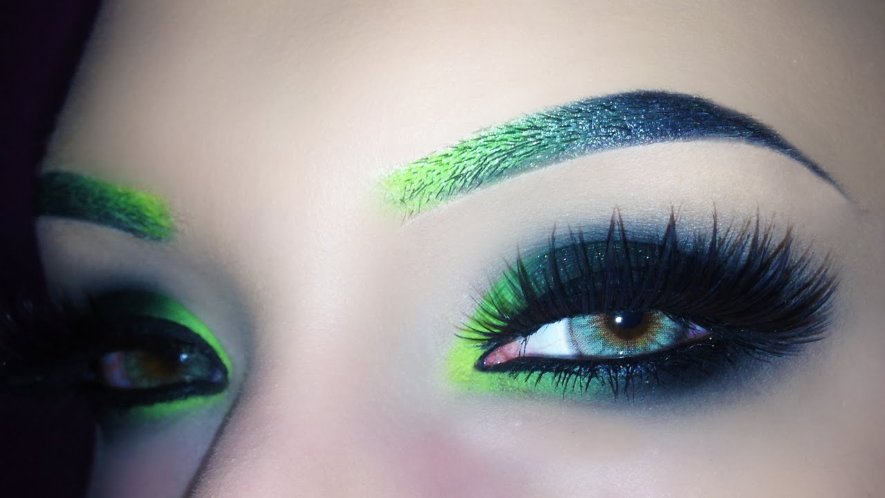 Sexy Neon Make Up Tutorial - Neon Yellow, Neon Green & Black Smoky Eyes (LOW COST)