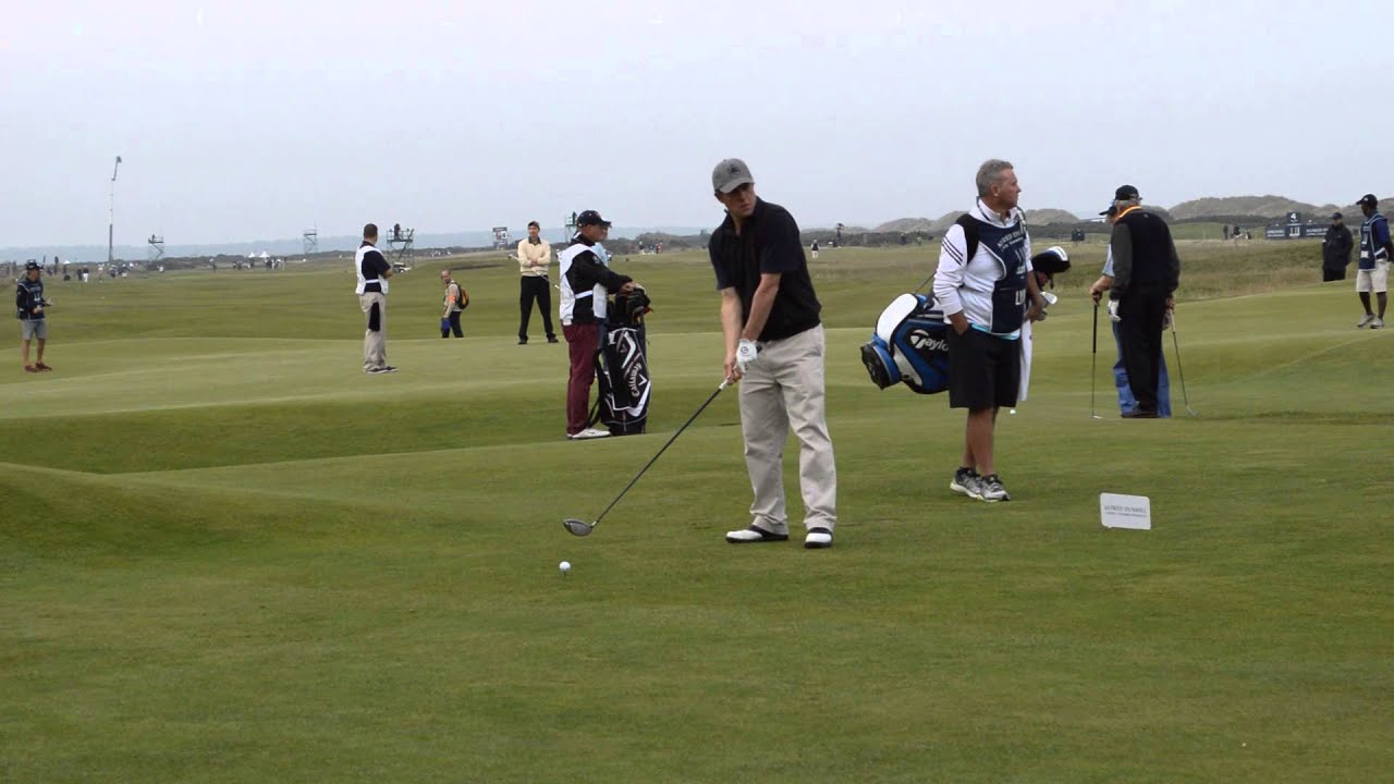Hugh Grant tees off at 17 at the Dunhill Links 2013 Round 3
