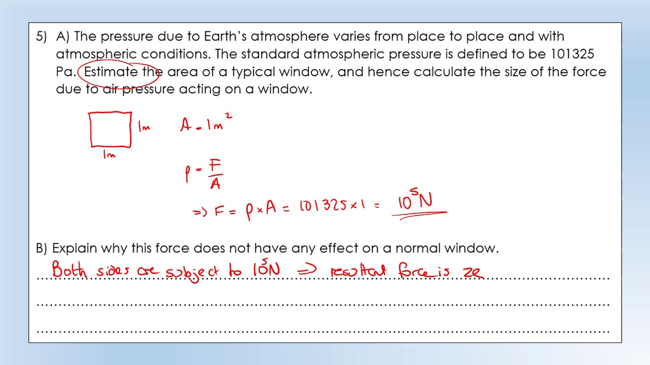 iGCSE Physics: Thermal Physics: Pressure solutions