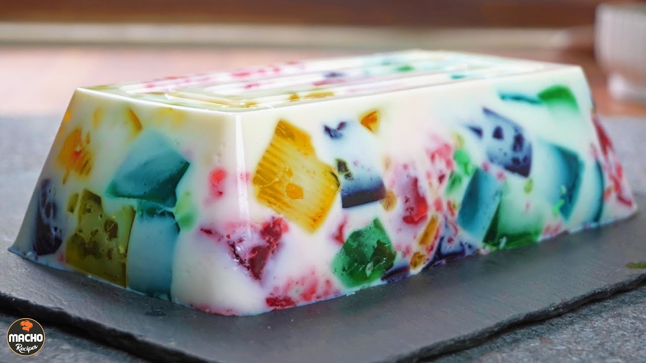 Broken Glass Jelly Pudding | Rainbow Broken Glass Jello Recipe | asmr