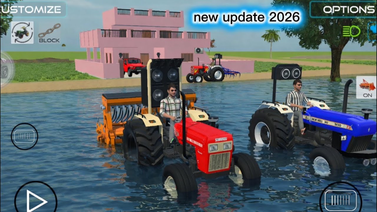 #Indian desi 3D game 🌱🍓 farming#Swaraj John Deere 5075//#Eicher 241 🥭 harvester...