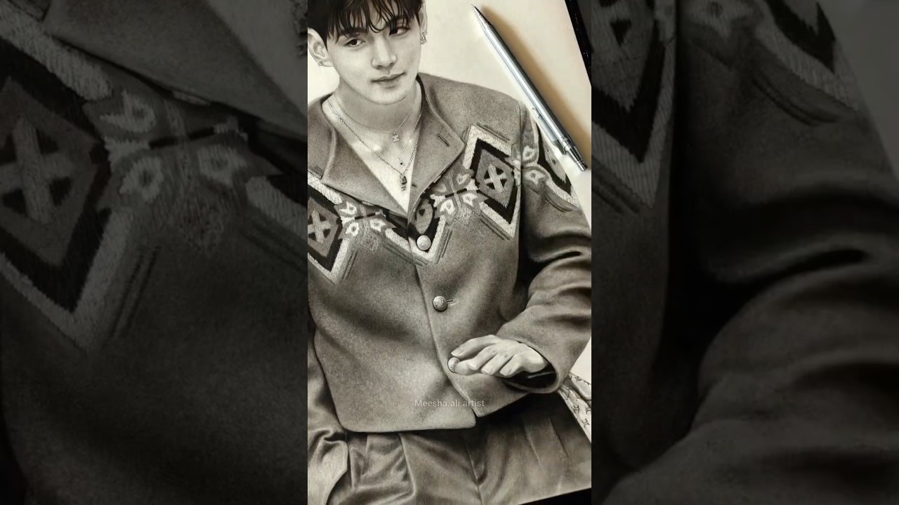 Hyper-realistic drawing of BTS V 
