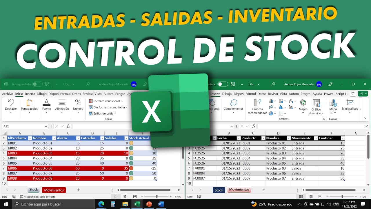 Crea un Control de Inventario Dinámico desde Cero con (Entradas - Salidas - Stock)