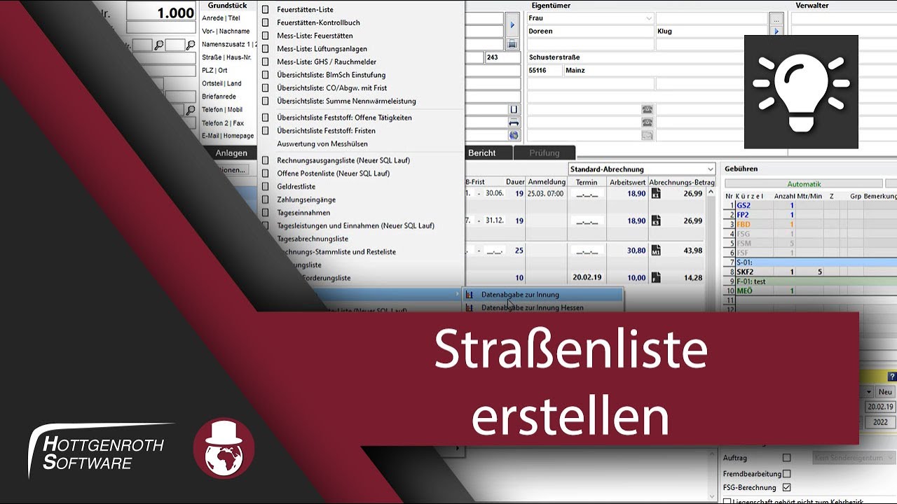 Straßenliste erstellen - KAMIN Futura