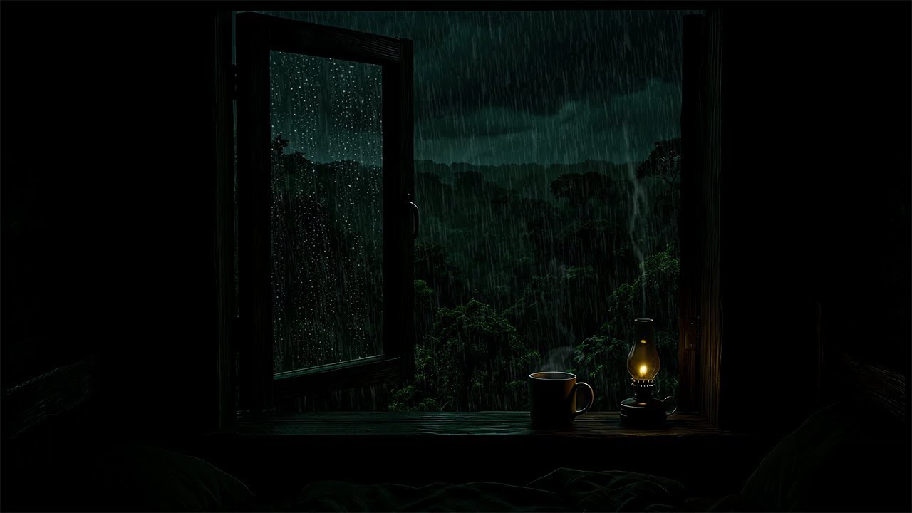 Soothing Night Rain Outside Bedroom | Peaceful Window Ambience for Sleep