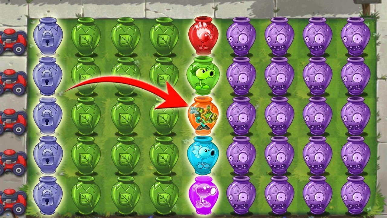 Pvz 2 Survival Vasebreaker - Mega gatling Pea & Other Pea Lv 1 Vs All  Gargantuar Zombies