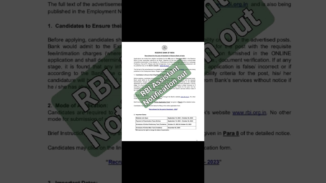 RBI Assistant Notification 🔥🔥🔥