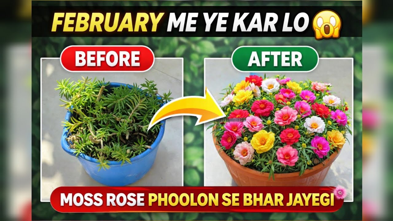 February Me Moss Rose (Portulaca) Me Ye 7 Kaam Kar Lo 🌸 30 Din Me Full  Flowering Guaranteed 😱