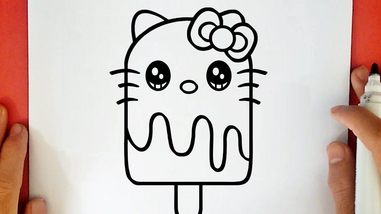 COMO DESENHAR UM PICOLÉ DA HELLO KITTY KAWAII