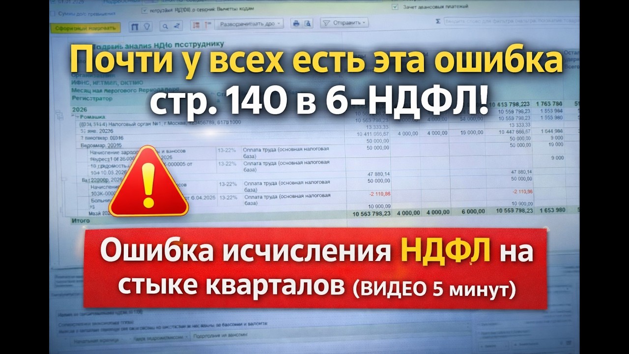 Самая частая ошибка Исчисления НДФЛ в 2025 году в 1С