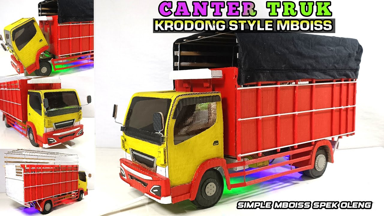 MEMBUAT MINIATUR TRUK CANTER OLENG FE SHDX TERPAL KERODONG simple mbois dari kardus 🤙 🚚