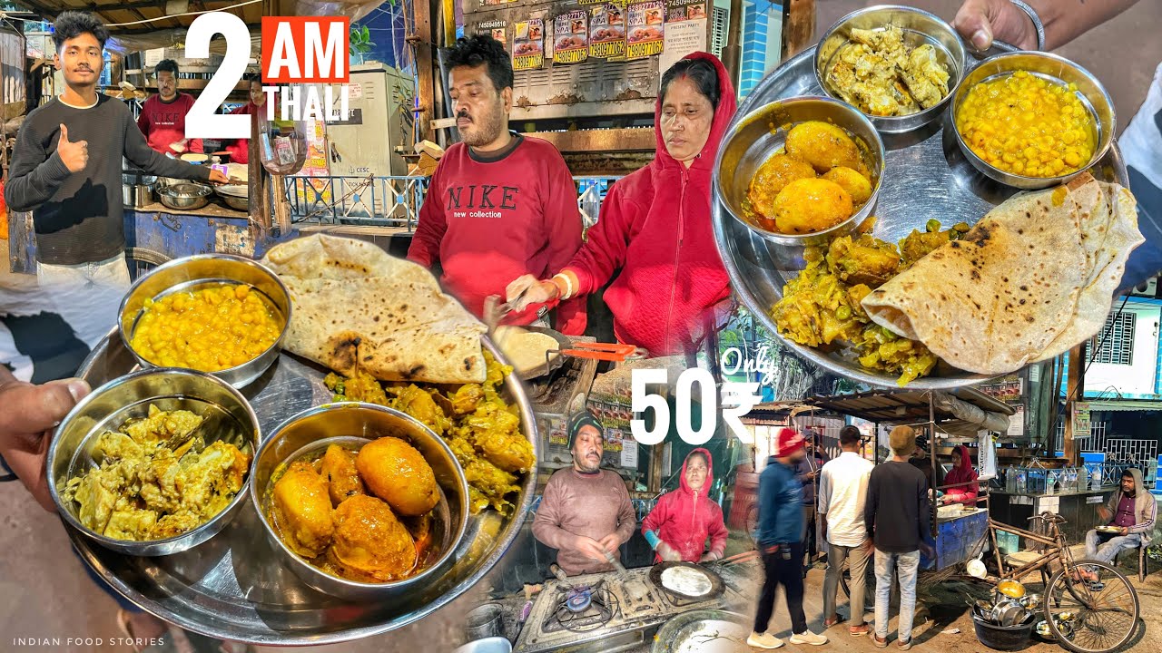 2AM DHABA In Kalikapur | 6 Roti With 4 Types Sabji | Pure VEG Thali | 50₹ | @IndianFoodStories1 