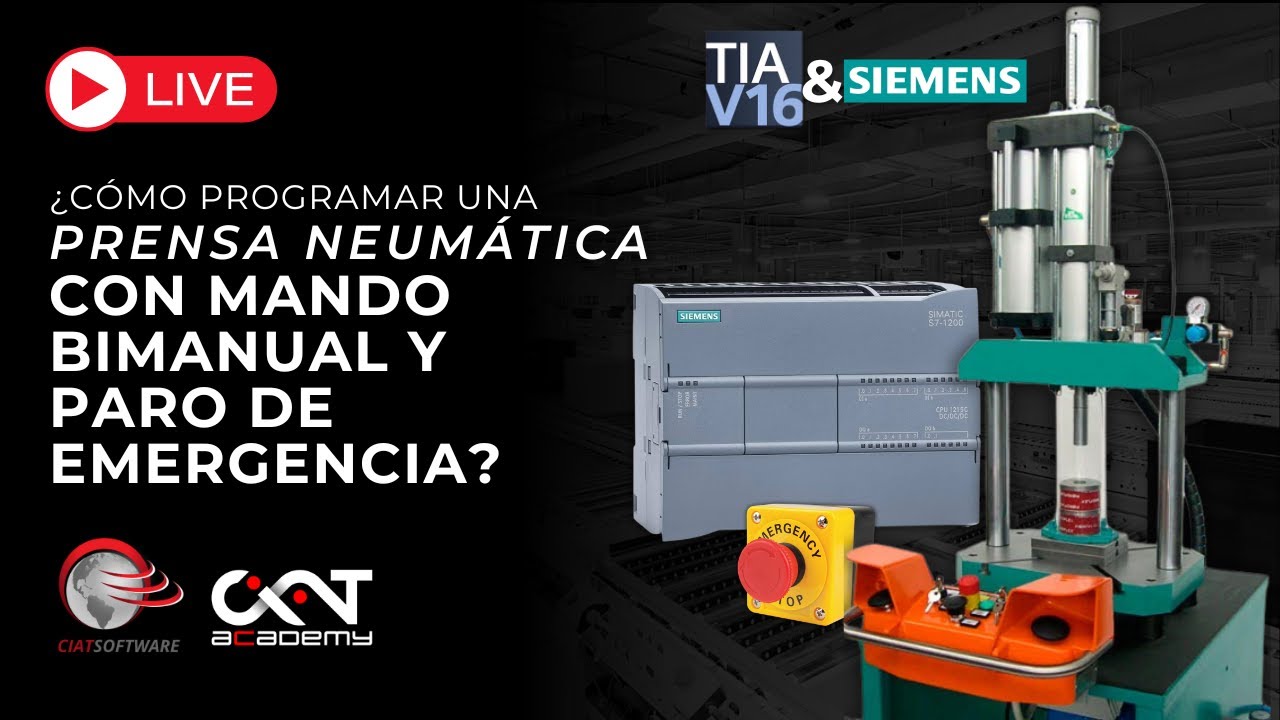 ¿CÓMO PROGRAMAR UNA PRENSA NEUMÁTICA CON MANDO BIMANUAL Y PARO DE EMERGENCIA?
