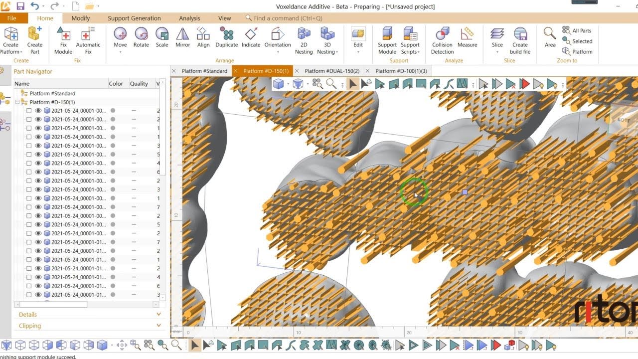 Metal Dental Printing Data Preparation workflow for Riton Printer in Voxeldance Additive