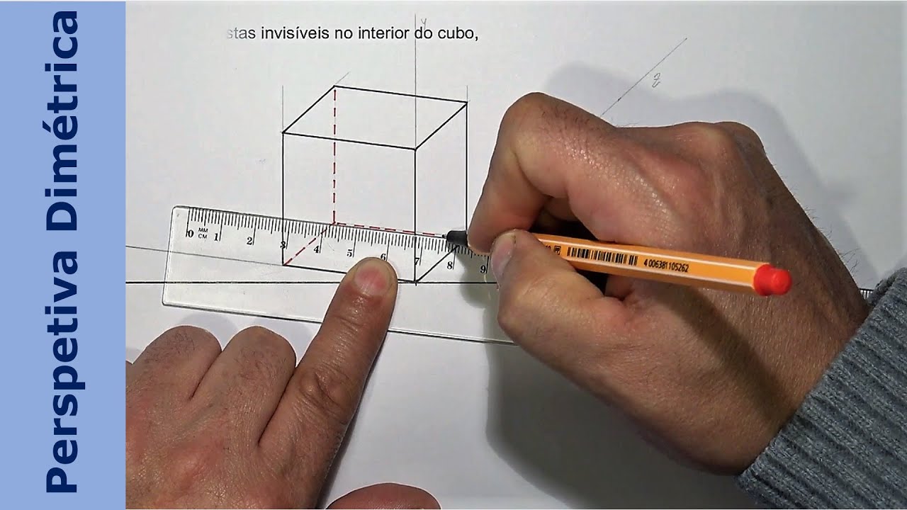 Como desenhar um cubo em Perspetiva Dimétrica