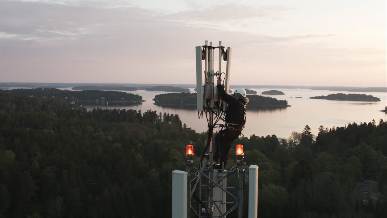 1114. Telemast (Telecommunications mast) Drone Stock Footage Video