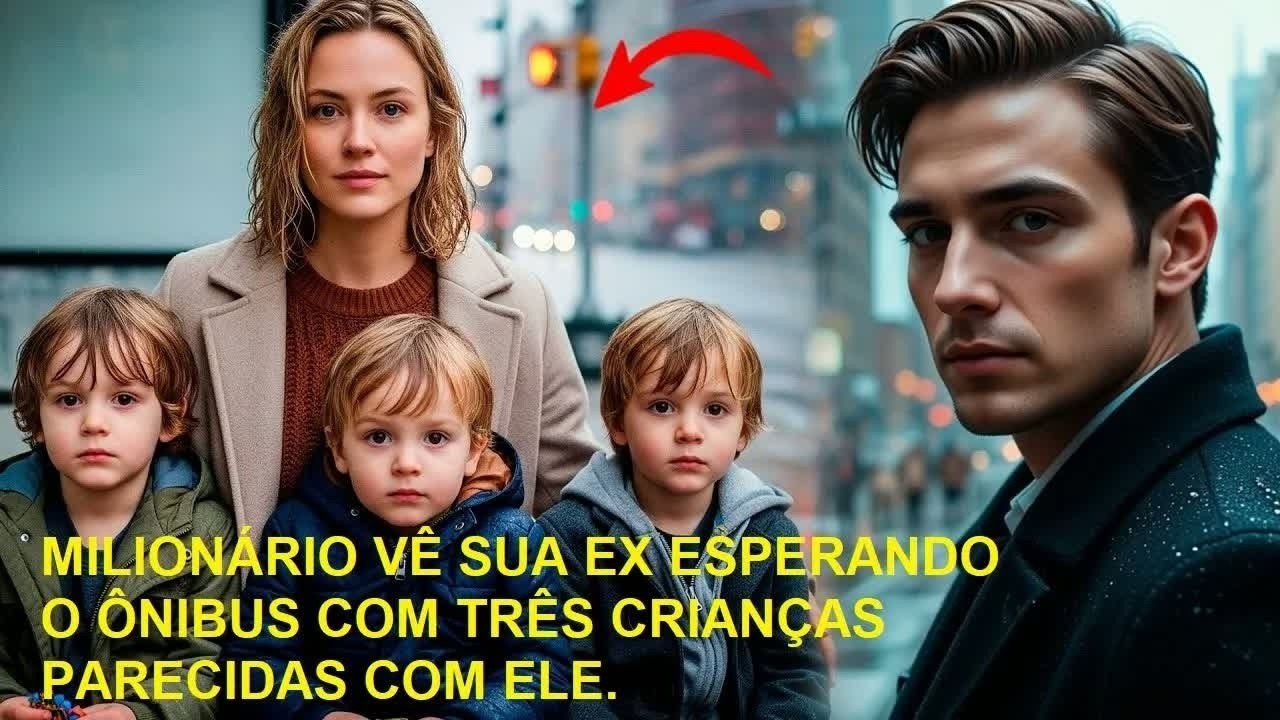 MILIONÁRIO VÊ SUA EX ESPERANDO O ÔNIBUS COM TRÊS CRIANÇAS PARECIDAS COM ELE  E AO SE APROXIMAR,
