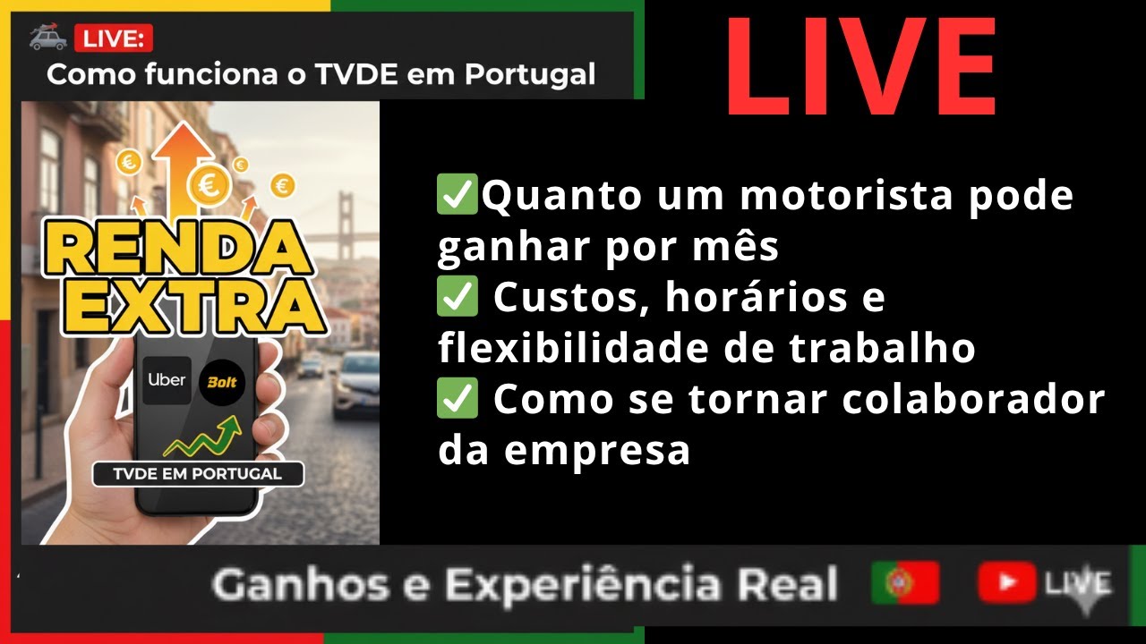 LIVE -💰 TVDE EM PORTUGAL: Quanto D&Aacute; para Ganhar com Uber e Bolt? (LIVE de Ganhos Reais)