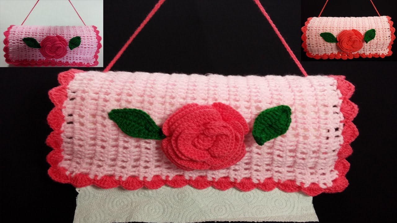 COMO HACER PORTA ROLLO DE COCINA TEJIDO 🧶🌸