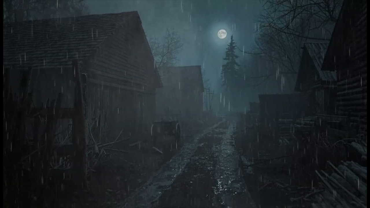 Dark Rural Village — Nighttime Ambience | Relax • Study • Sleep