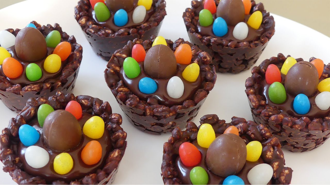Recette des Petits Nids de Pâques au Riz Soufflé et au chocolat