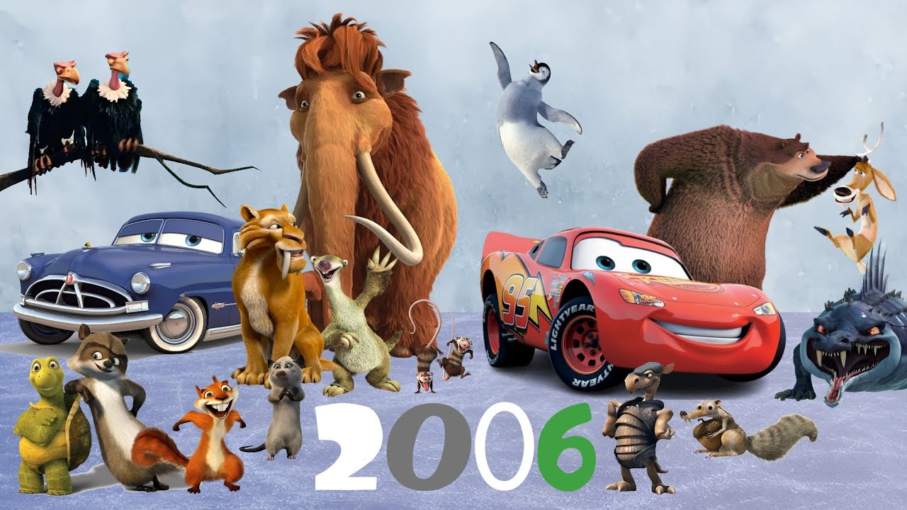 LAS 5 PELÍCULAS ANIMADAS MÁS TAQUILLERAS DEL 2006 | Ice Age 2, Cars, Over The Hedge, etc | 🌊🚘🐧🐢🦌 |