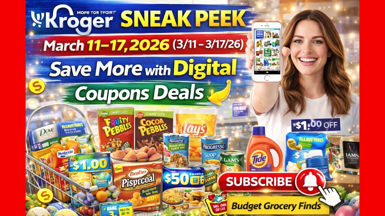 🔥 Kroger Sneak Peek March 11–17, 2026 (3/11/26 – 3/17/26) Save More with Digital Coupons Deals