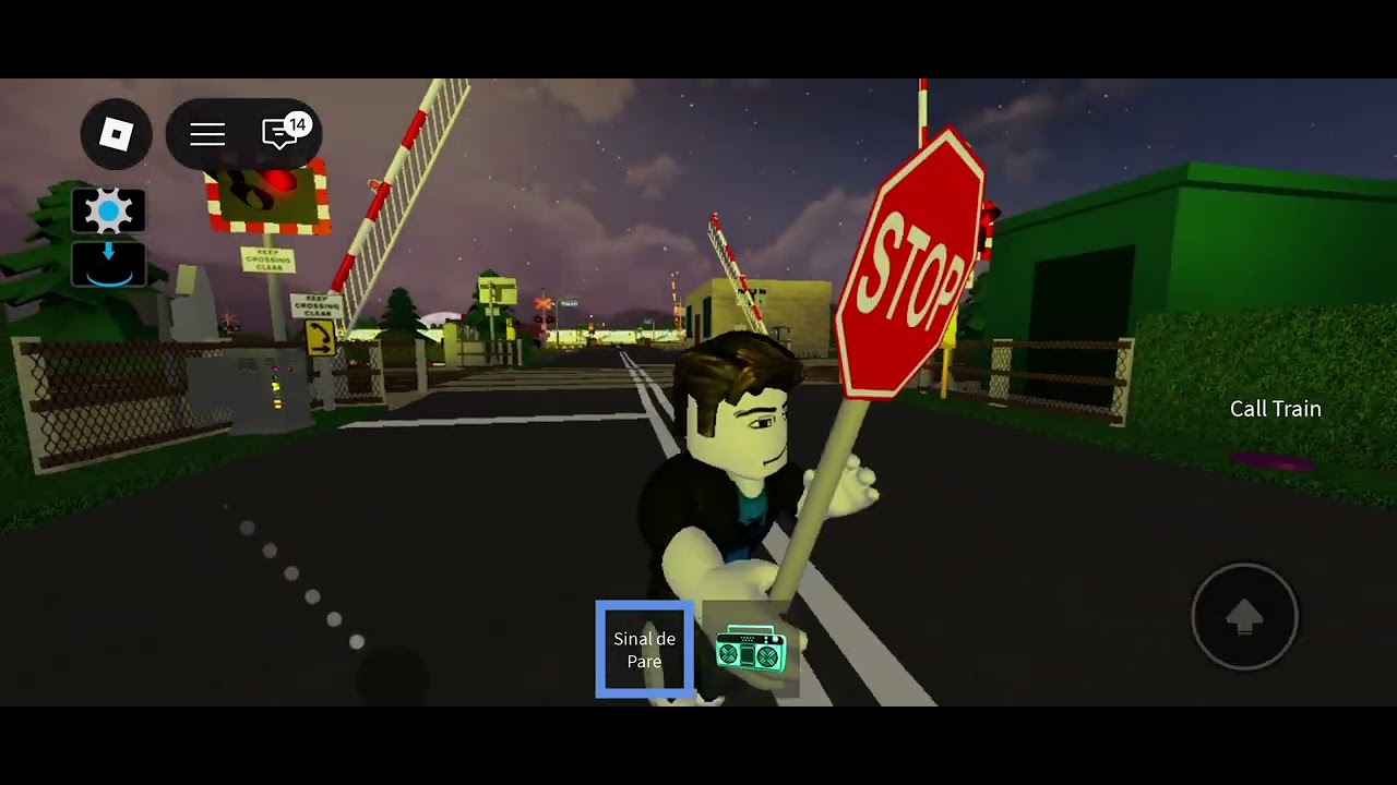 Jogando Roblox (carro vs trem em engraçado)