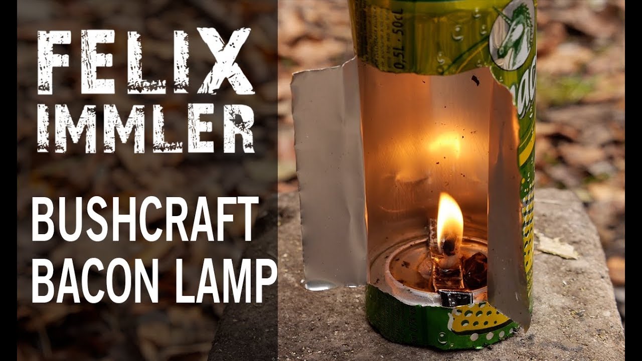 Bushcraft bacon grease lampe with a nettle wick