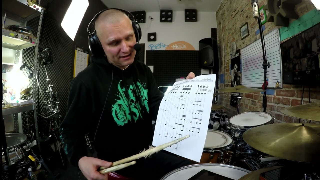 LEKCJA IX – 1 cz. cyklu #DrummersMustHave permutacje grane stopą+16tki grane na HH RHand _ 45 BPM