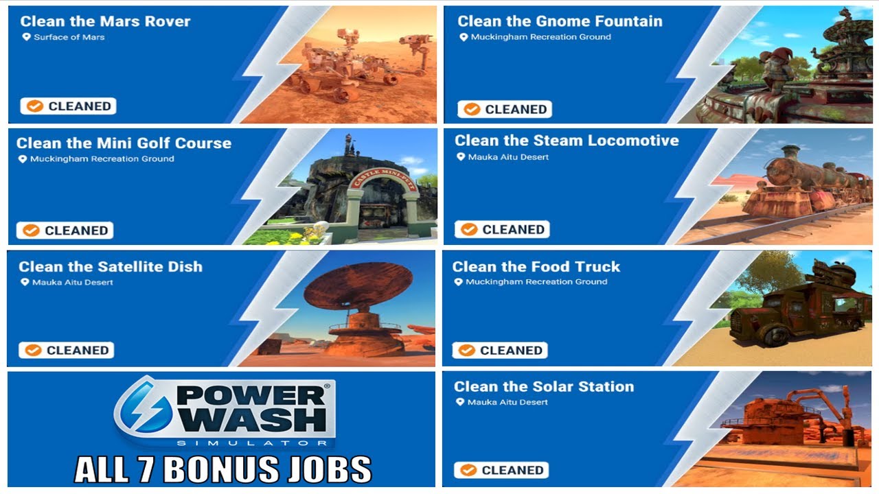 PowerWash Simulator All 7 Bonus Jobs Full Gameplay Walkthrough (No Commentary)