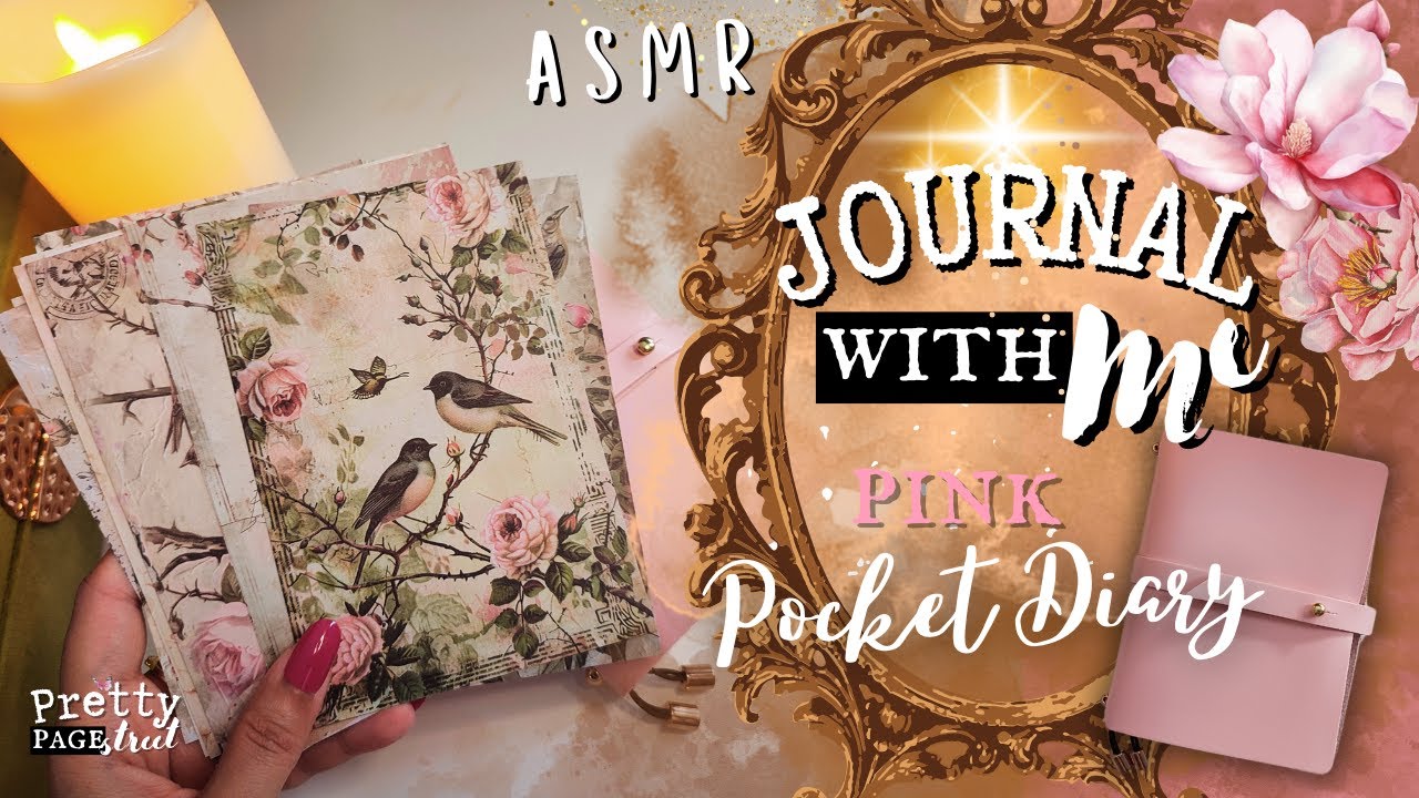 ASMR 🩷Aesthetic Journaling | Decorate Pink Pocket Diary With Me | Journal With Me Relaxing & Calming
