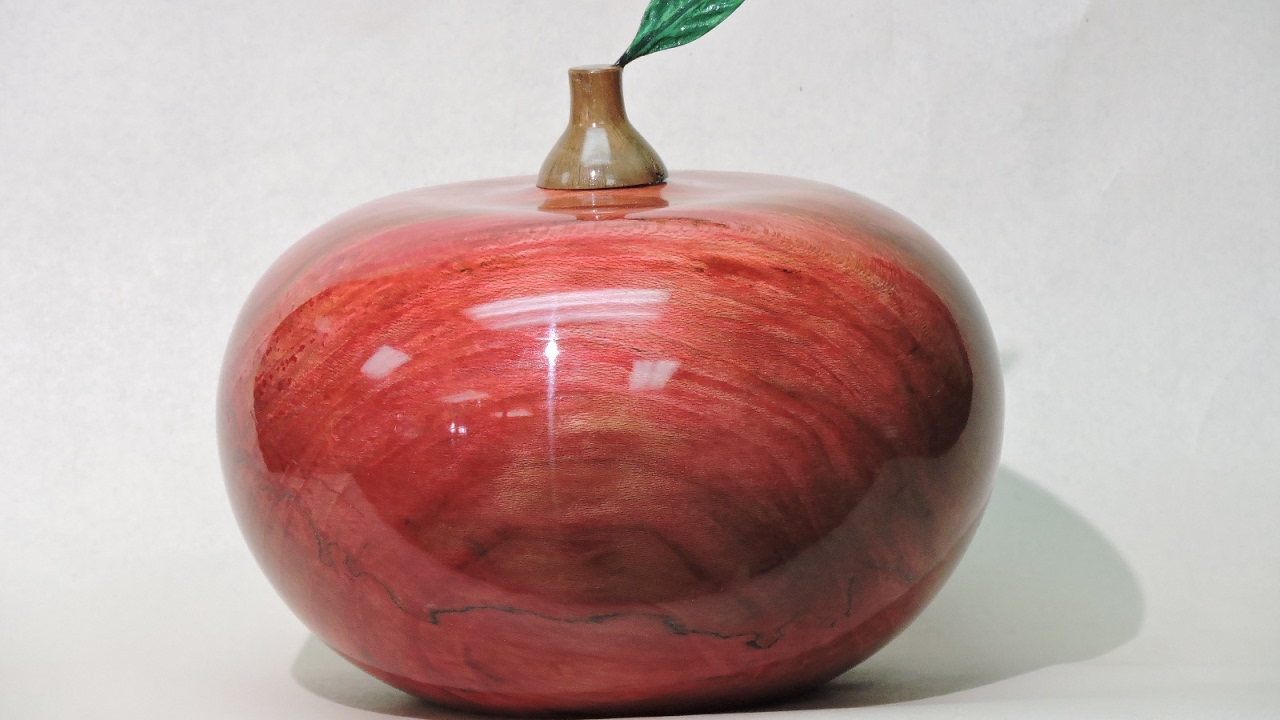 Woodturning an apple urn